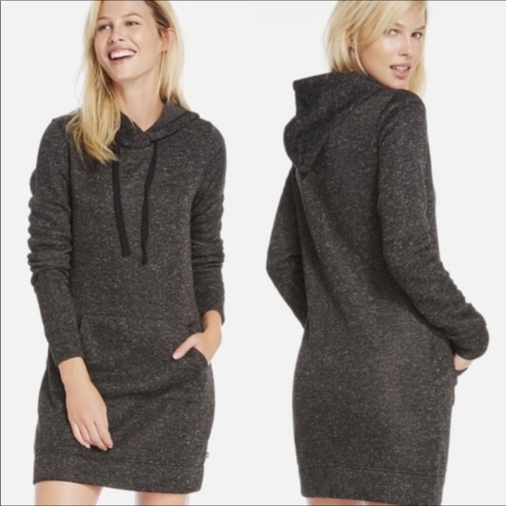Fabletics Yukon Hoodie Sweatshirt Dress - Charcoal Heather Grey NWT SIZE 6